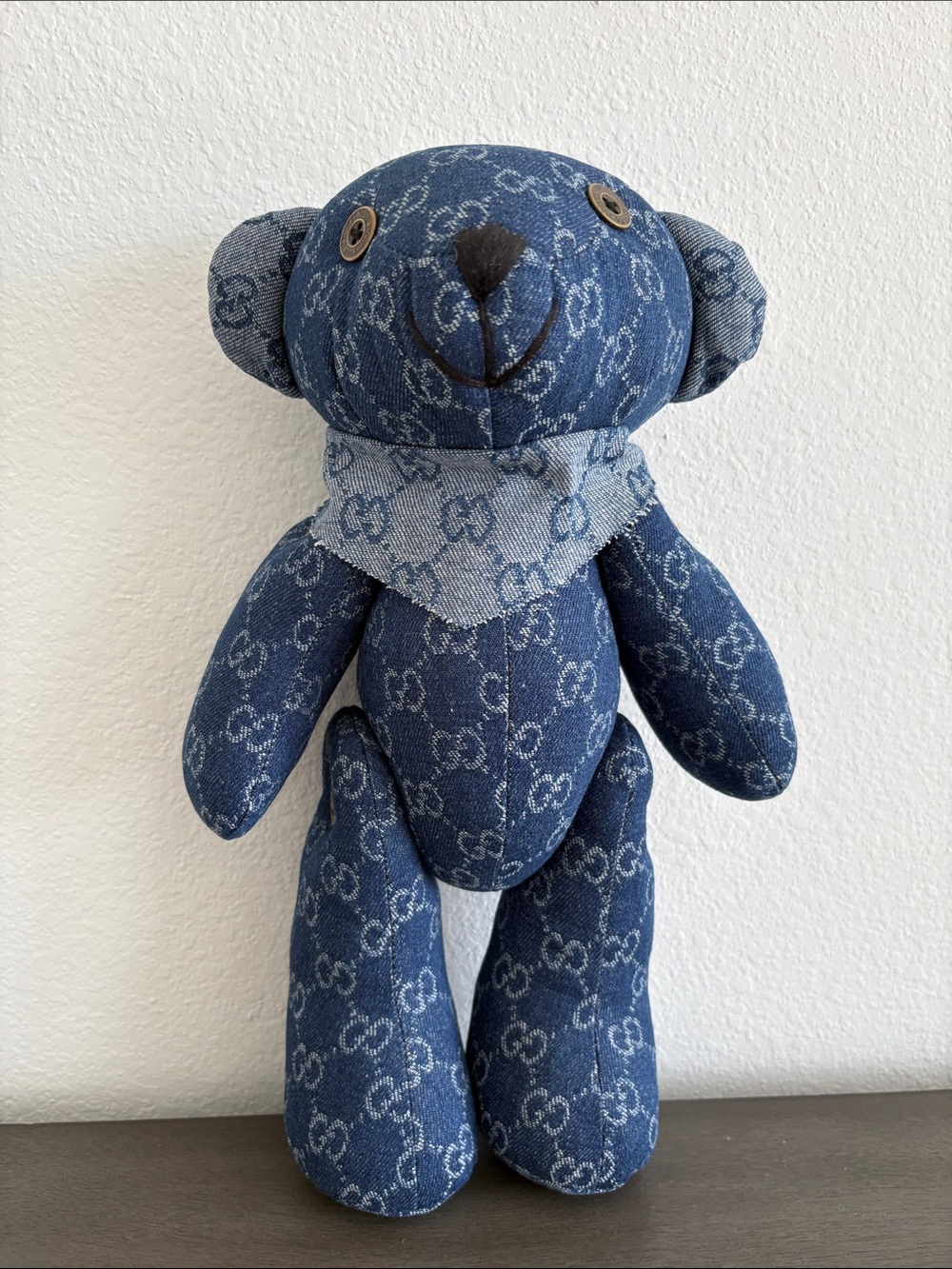Blue Denim Monogram Teddy Bear